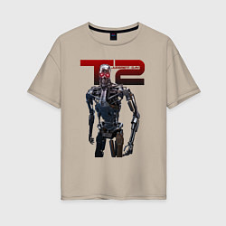 Футболка оверсайз женская Terminator 2 - T800, цвет: миндальный