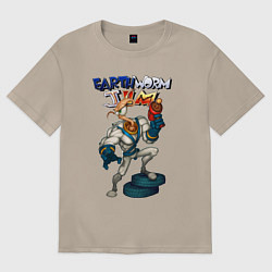 Футболка оверсайз женская Earth worm - Jim, цвет: миндальный