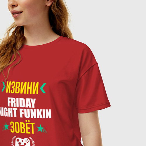 Женская футболка оверсайз Извини Friday Night Funkin Зовет / Красный – фото 3