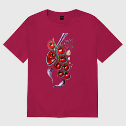 Футболка оверсайз женская Помидорки черри, чеснок и специи, цвет: маджента