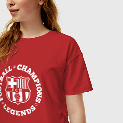 Футболка оверсайз женская Символ Barcelona и надпись Football Legends and Ch, цвет: красный — фото 2