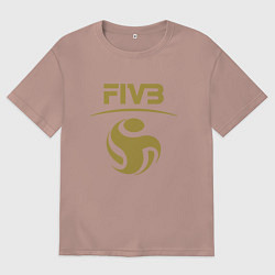 Футболка оверсайз женская FIVB ВОЛЕЙБОЛ ЛОГО, цвет: пыльно-розовый