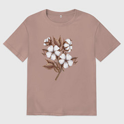 Футболка оверсайз женская Цветы хлопка в букете, цвет: пыльно-розовый