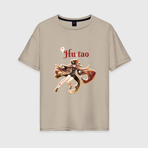 Женская футболка оверсайз HU TAO GENSIN IMPACT ХУ ТАО ГЕНШИН ИМПАКТ / Миндальный – фото 1