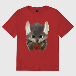 Футболка оверсайз женская Волчонок меломан Милашка, цвет: красный