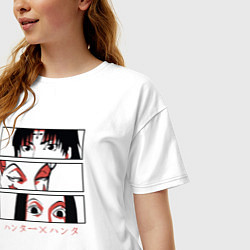 Футболка оверсайз женская Hunter x Hunter Хисока, Иллуми, Куроро, цвет: белый — фото 2