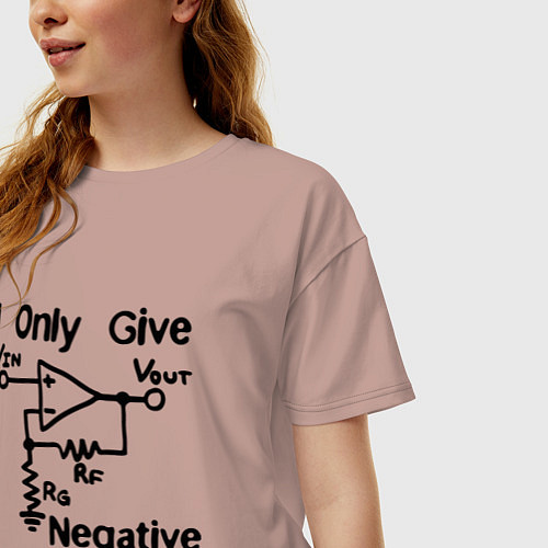 Женская футболка оверсайз Инженер - I only give negative feedback / Пыльно-розовый – фото 3