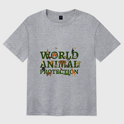 Футболка оверсайз женская WORLD ANIMAL PROTECTION, цвет: меланж