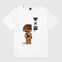 Футболка оверсайз женская Оранжевый робот с логотипом LDR, цвет: белый