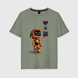 Футболка оверсайз женская Оранжевый робот с логотипом LDR, цвет: авокадо