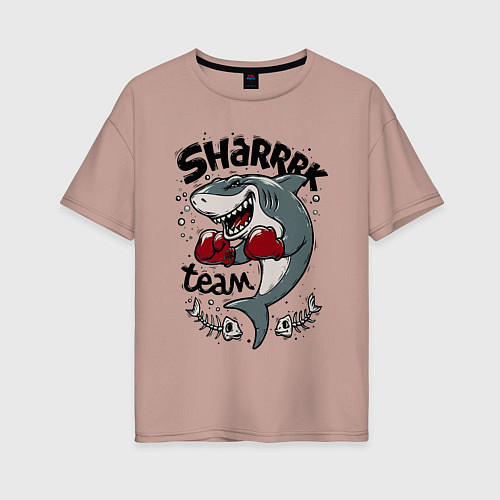 Женская футболка оверсайз Shark boxing team / Пыльно-розовый – фото 1
