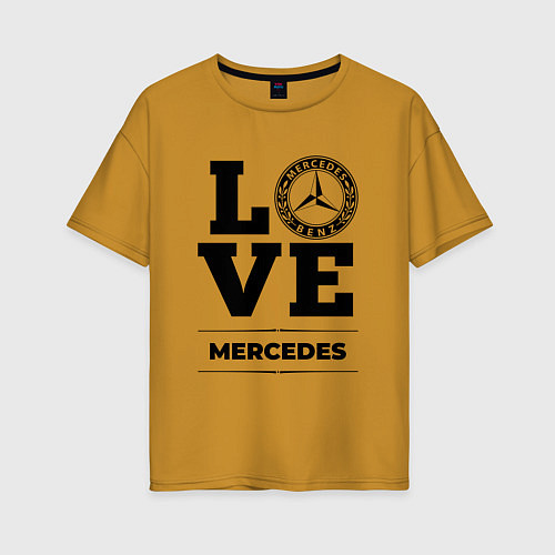 Женская футболка оверсайз Merсedes Love Classic / Горчичный – фото 1