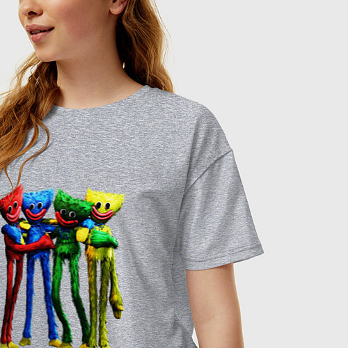 Женская футболка оверсайз GAME POPPY PLAYTIME Mini Huggies / Меланж – фото 3