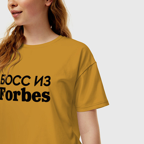 Женская футболка оверсайз Босс из Forbes / Горчичный – фото 3