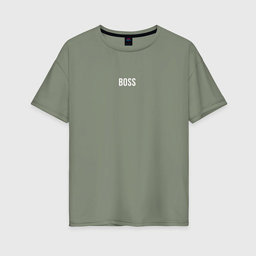 Женская футболка оверсайз Boss White Text / Авокадо – фото 1
