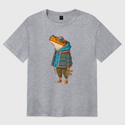 Футболка оверсайз женская Оранжевая лягуха, цвет: меланж