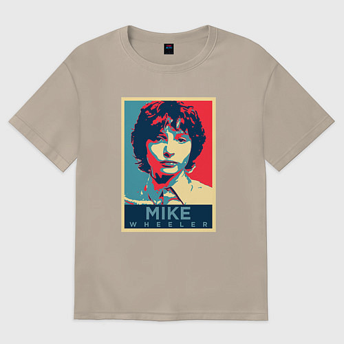 Женская футболка оверсайз Stranger Things Майк / Миндальный – фото 1