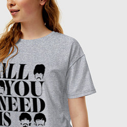 Футболка оверсайз женская ALL YOU NEED IS LOVE THE BEATLES, цвет: меланж — фото 2