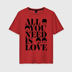 Женская футболка оверсайз ALL YOU NEED IS LOVE THE BEATLES