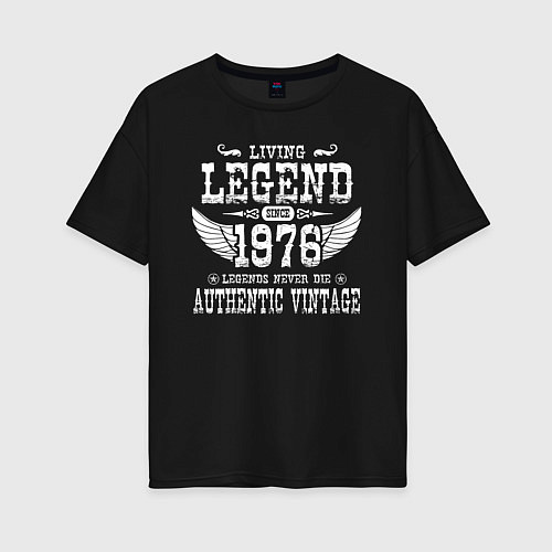Женская футболка оверсайз Живая легенда 1976 года / Черный – фото 1