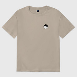 Футболка оверсайз женская ИНЬ ЯНЬ СМАЙЛ MINI, цвет: миндальный