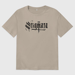Футболка оверсайз женская Stigmata логотип, цвет: миндальный