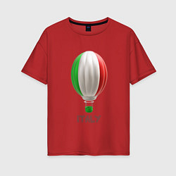 Футболка оверсайз женская 3d aerostat Italy flag, цвет: красный