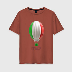 Футболка оверсайз женская 3d aerostat Italy flag, цвет: кирпичный