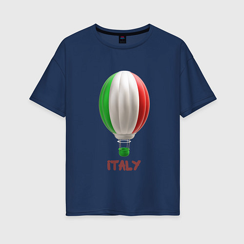 Женская футболка оверсайз 3d aerostat Italy flag / Тёмно-синий – фото 1