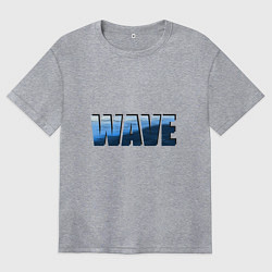 Футболка оверсайз женская Волна синяя, цвет: меланж