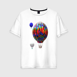 Футболка оверсайз женская 3d aerostats colorful, цвет: белый