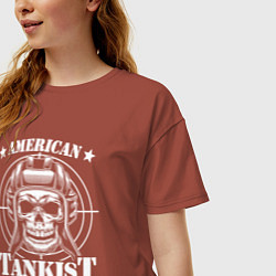 Футболка оверсайз женская Американский танкист, цвет: кирпичный — фото 2