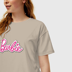 Футболка оверсайз женская Barbie logo, цвет: миндальный — фото 2