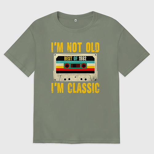 Женская футболка оверсайз Я не старый я классический 1982 аудиокассета / Авокадо – фото 1