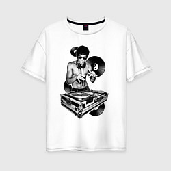 Футболка оверсайз женская Bruce Lee - Vinyl Dj, цвет: белый