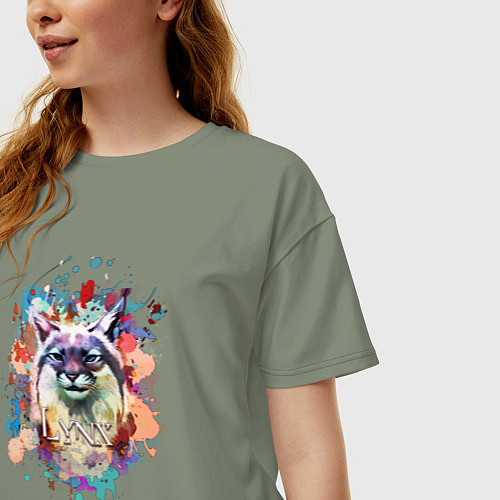 Женская футболка оверсайз Lynx - рысь / Авокадо – фото 3