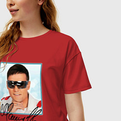 Футболка оверсайз женская Юрий Шатунов автограф, цвет: красный — фото 2