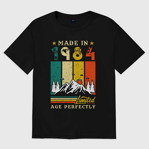 Женская футболка оверсайз Сделано в 1984 идеальный возраст / Черный – фото 1