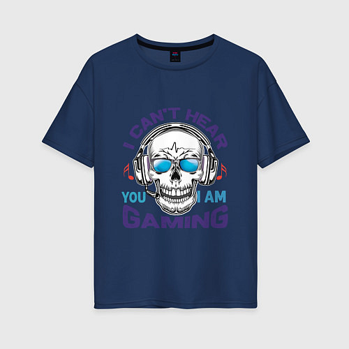 Женская футболка оверсайз Отчаянный геймер / Тёмно-синий – фото 1
