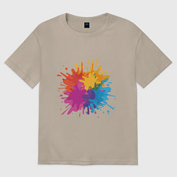 Футболка оверсайз женская Paint splashes, цвет: миндальный