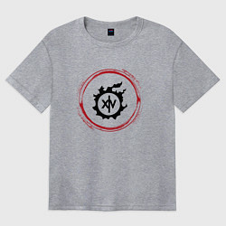 Футболка оверсайз женская Символ Final Fantasy и красная краска вокруг, цвет: меланж
