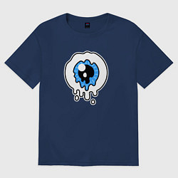 Футболка оверсайз женская Растекающийся глаз-смайл, цвет: тёмно-синий