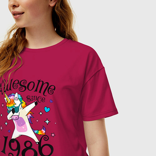 Женская футболка оверсайз Великолепно с 1986 года / Маджента – фото 3