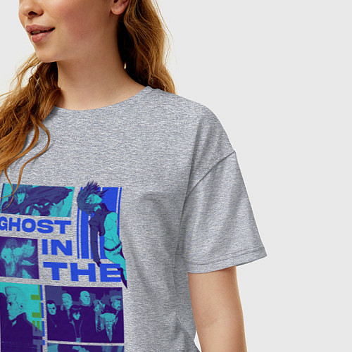 Женская футболка оверсайз Призрак в доспехах экшен / Меланж – фото 3