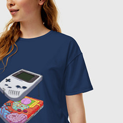 Футболка оверсайз женская Game boy insides, цвет: тёмно-синий — фото 2