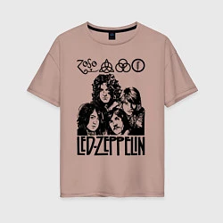 Футболка оверсайз женская Led Zeppelin Black, цвет: пыльно-розовый