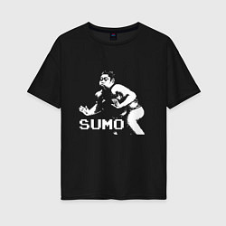 Футболка оверсайз женская Sumo pixel art, цвет: черный