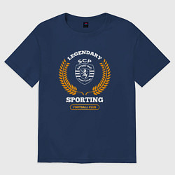 Футболка оверсайз женская Лого Sporting и надпись Legendary Football Club, цвет: тёмно-синий