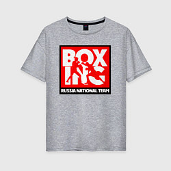Футболка оверсайз женская Boxing team russia, цвет: меланж