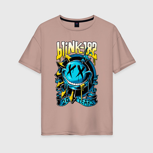 Женская футболка оверсайз Blink 182 - 20 years / Пыльно-розовый – фото 1